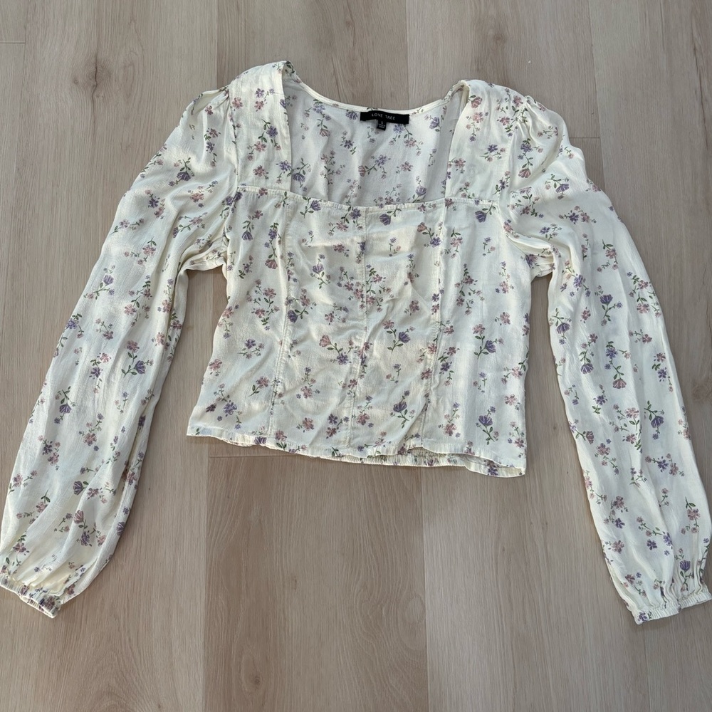 Love Tree Cream Floral Blouse